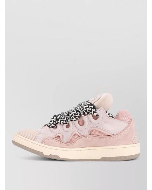 Lanvin Pink Leather Low-Top Sneakers