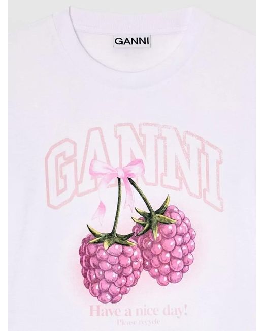 Ganni White Cotton Baby Fit T-Shirt