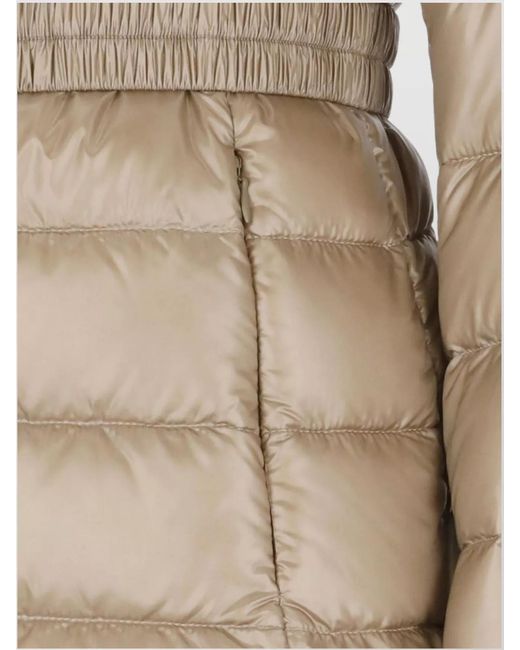 Herno Natural Padded Quilted Down Jacket With Fur Trim