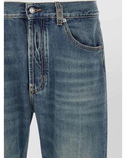 McQueen Blue Skull Motif Jeans Belt Loops Five Pockets for men