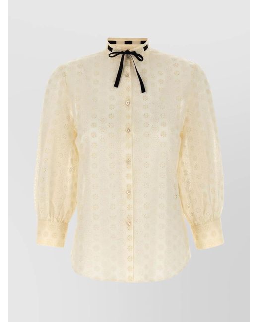 Valentino Garavani Natural Cotton Broderie-Anglaise Blouse