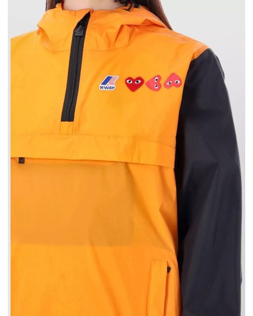 COMME DES GARÇONS PLAY Orange Logo Print Hooded Jacket