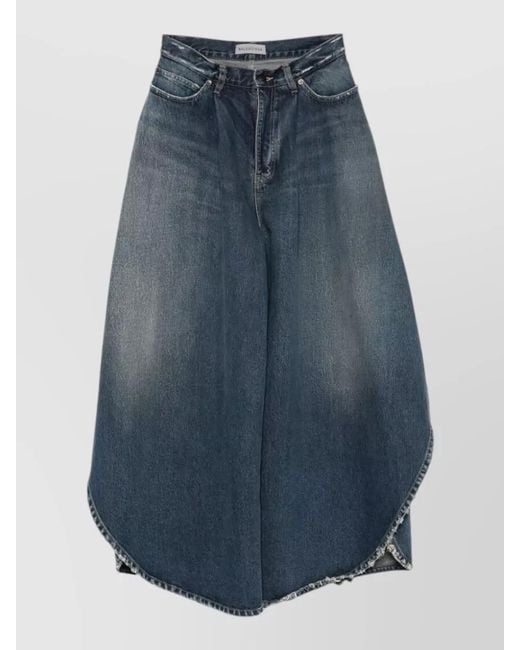 Balenciaga Blue Tulipe High Waist Wide Leg Denim Jeans