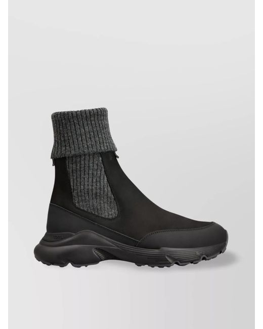 Tod's Black Chunky Rubber Sole Ankle Boots