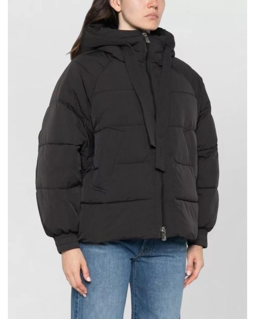 Pinko Black Hooded Long Sleeve Relaxed Fit Coat