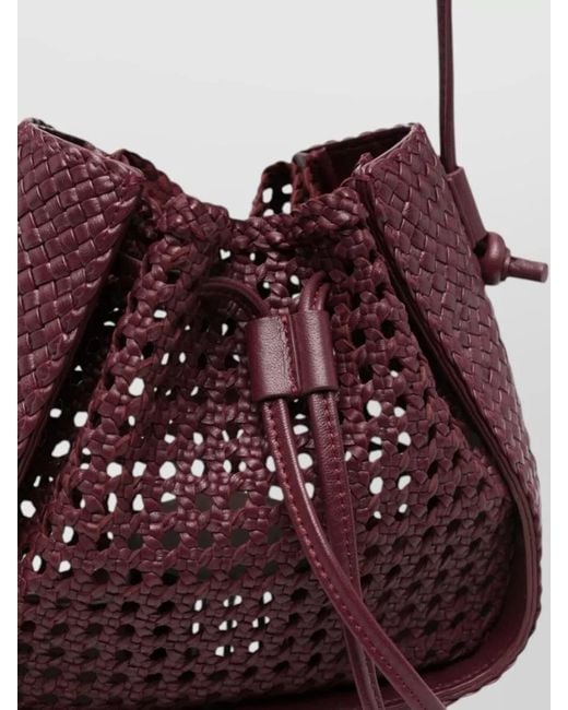 Forte_forte White Pepita Leather Bucket Bag Long Strap