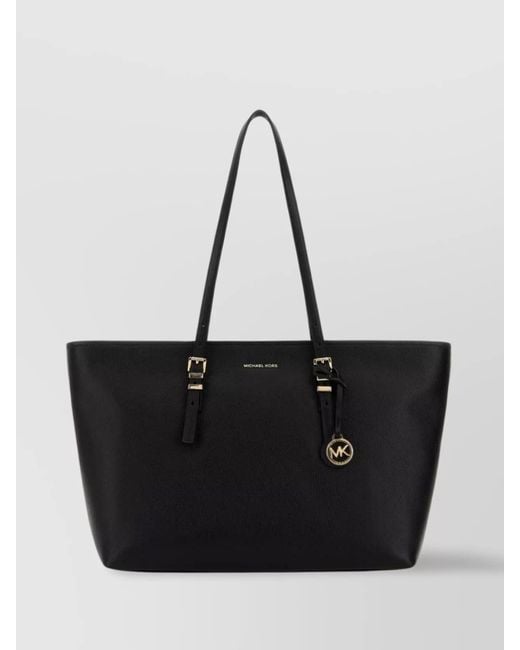 Michael Kors Black Leather Shoulder Bag Featuring Adjustable Handles