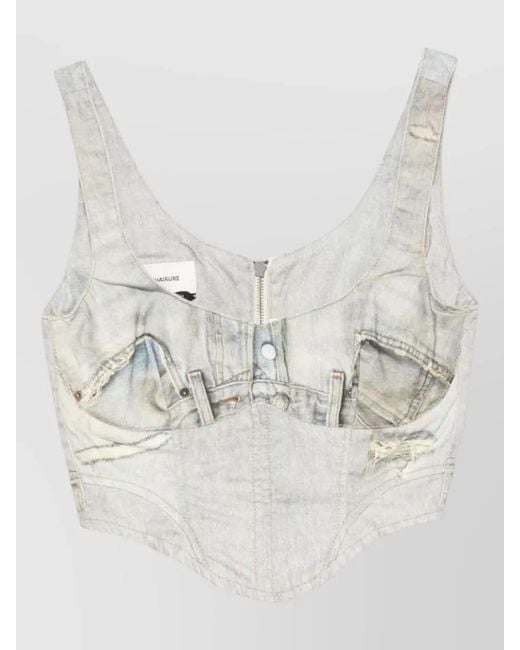 Haikure Gray Sleeveless V Neck Top Faded Wash