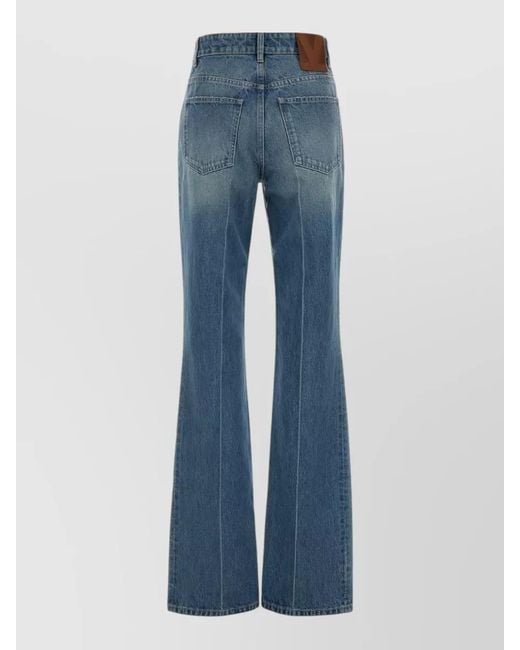 Valentino Garavani Blue High Waist Flared Denim Trousers Contrast Stitching