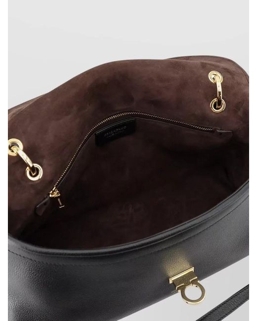 Ferragamo Black Textured Clutch Bag Adjustable Strap Hardware