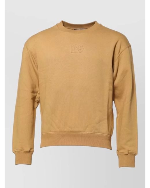 Dolce & Gabbana Natural Cotton Dg Logo Crew Neck Sweater for men