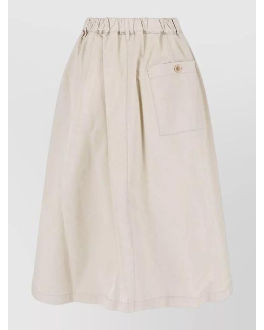 Aspesi Natural Midi Skirt Knee Length Pleated Buttons Pocket