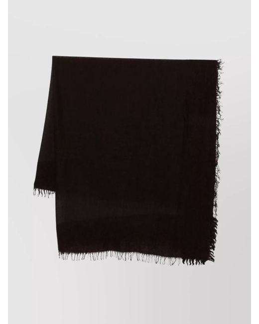 Faliero Sarti Black Wool Fringed Scarf