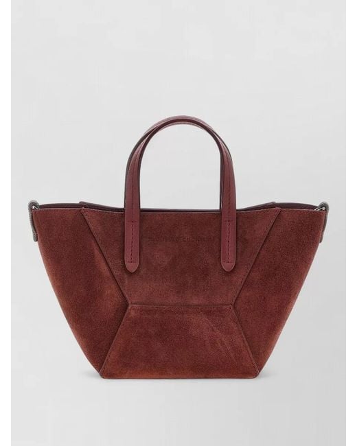 Brunello Cucinelli Red Bc Duo Mini Suede Tote Bag