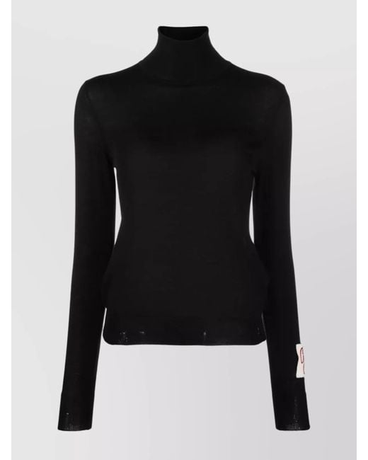 Golden Goose Deluxe Brand Black Virgin Wool Distressed Ribbed Turtleneck Jumper