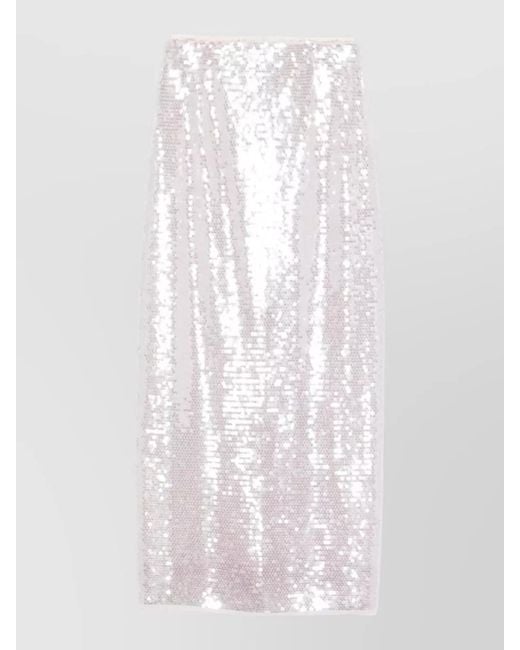 Forte_forte White Sequin Midi Dress Spaghetti Straps Slit