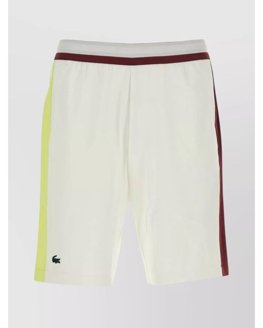 Lacoste White Block Design Elastic Waistband Shorts for men