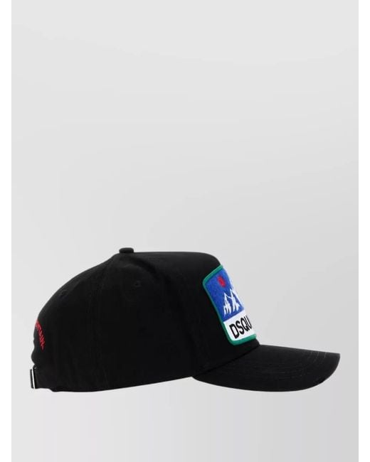 DSquared² Blue Gabardine Baseball Cap Structured Curved Peak for men
