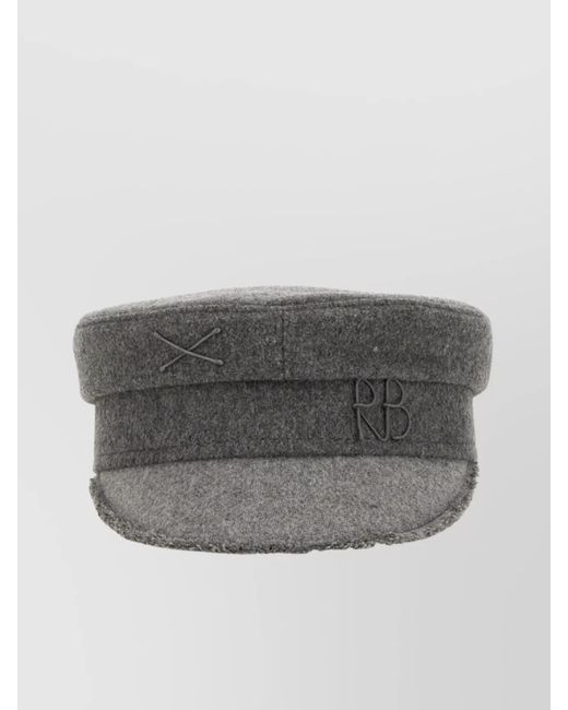 Ruslan Baginskiy Gray Flat Top Short Brim Textured Fabric Hat