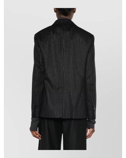 Barena Black Pinstripe Wool Single-Breasted Blazer