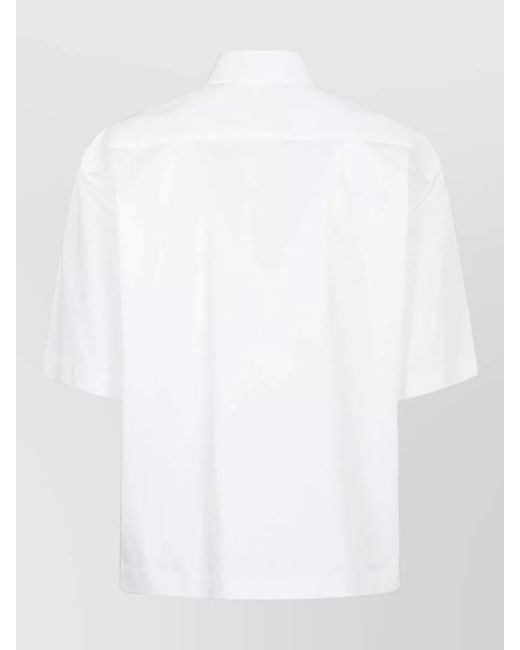 Thelatest White Ben Cotton Shirt Collared Short Sleeves