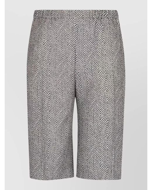 Emporio Armani Gray Herringbone Relaxed Fit Knee Length Shorts