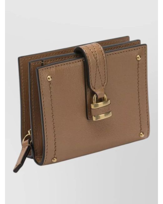 Chloé Brown Paddington Wallet Buckle Detail Goldtone Hardware