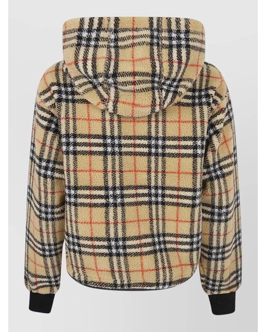 Burberry Multicolor Fiona Hooded Check Jacket Elastic Cuffs