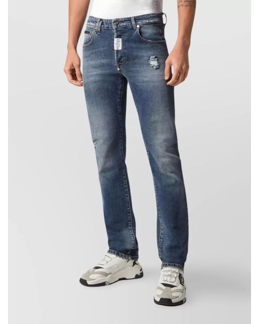 Philipp Plein Blue Straight-Leg Trousers for men