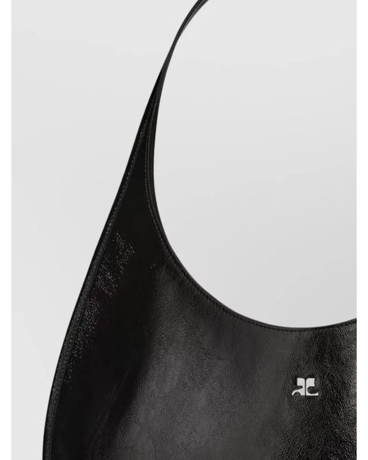 Courreges Black Curved Shape Shoulder Bag Smooth Finish