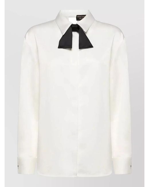 SIMONA CORSELLINI White Shirt Bow Detail Long Sleeves Open Back