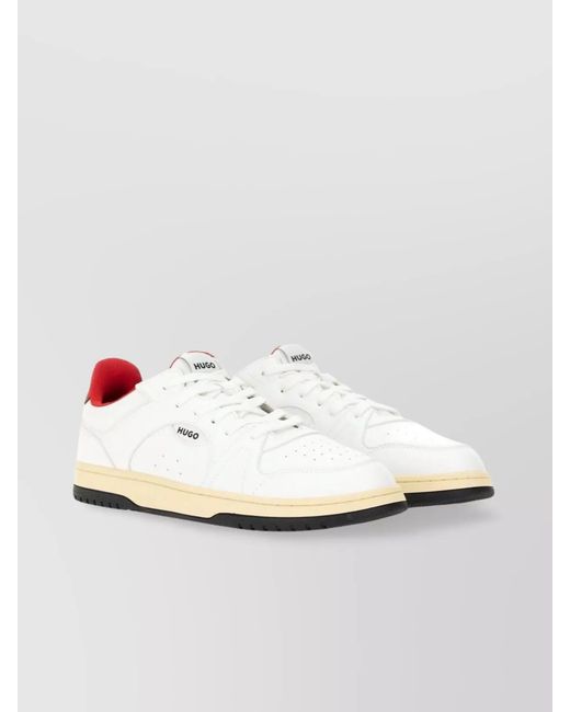 HUGO White Leather Low-Top Sneakers for men