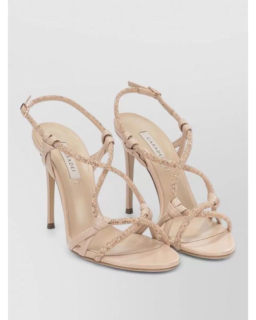Casadei Natural Sandals Open Toe Ankle Strap Embellished