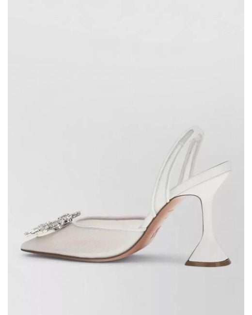 AMINA MUADDI Gray Leather High-Heel Sandals