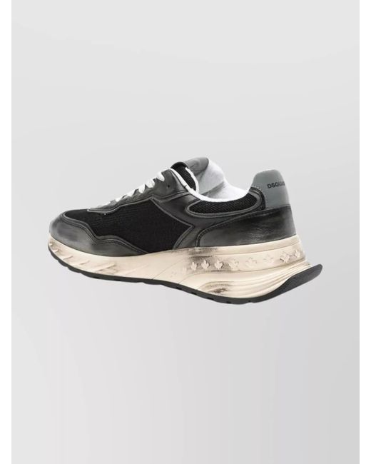 DSquared² Gray Leather Paneled Low-Top Sneakers for men
