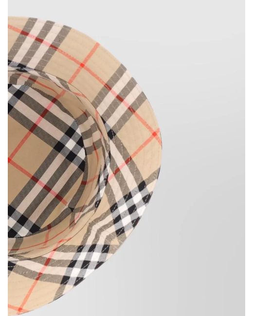 Burberry Natural Check Pattern Hat Eyelet Detailing Wide Brim