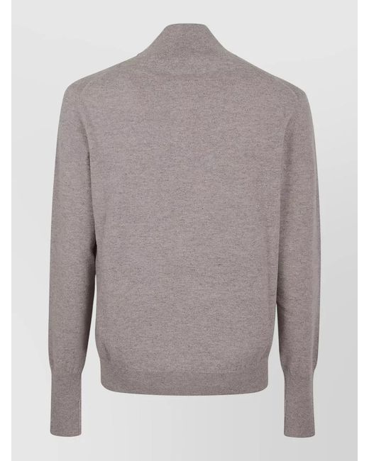 Ballantyne Gray Cashmere High Neck Half Zip Sweater for men