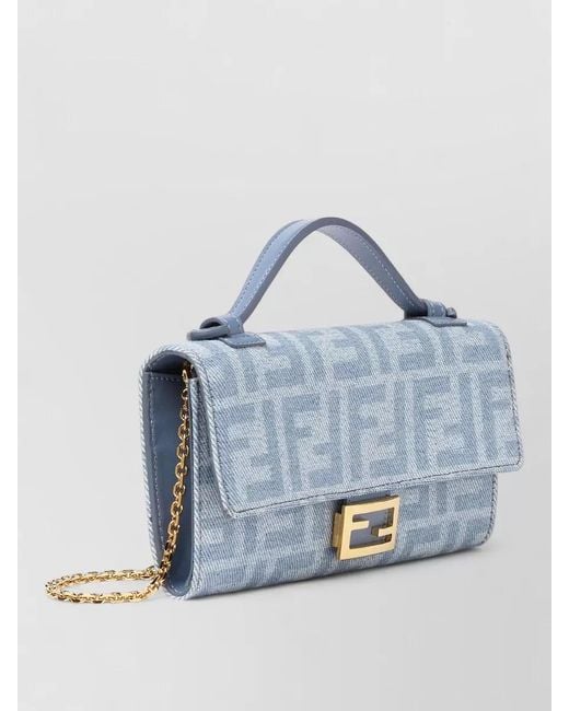 Fendi Blue Baguette Continental Leather Clutch Bag