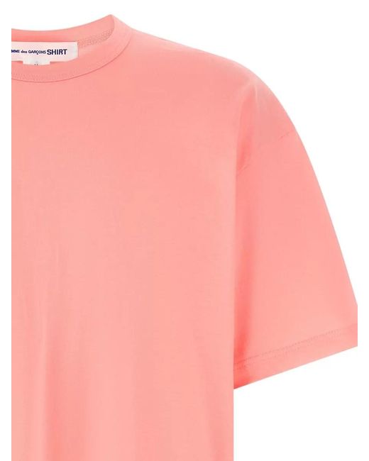 Comme des Garçons Pink Logo Detail Crew Neck Short Sleeve T-Shirt for men