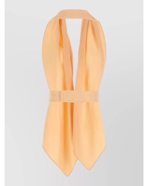 Alberta Ferretti Multicolor Halterneck Top Scarf Style Belted Waist