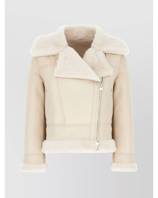 Blancha Natural Shearling Jacket With Faux Fur Collar