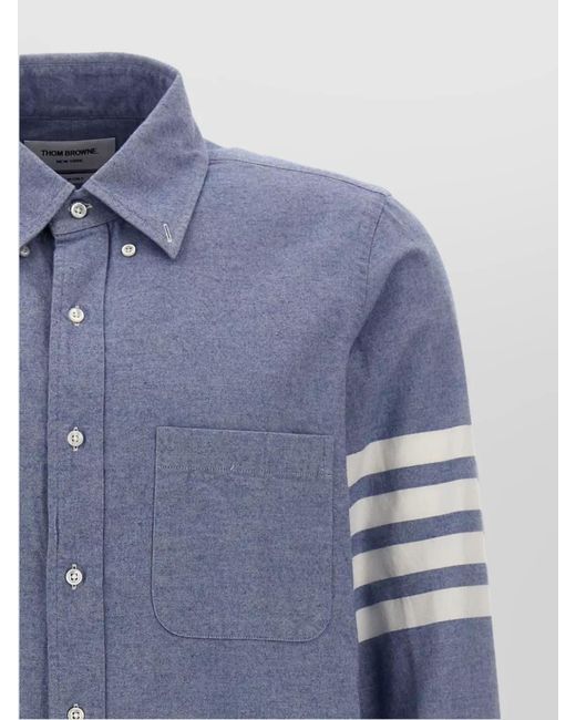 Thom Browne Blue Cotton Straight-Fit Long-Sleeve Shirt for men