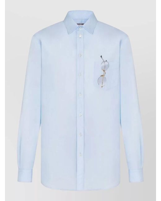 Moschino Blue Printed Shirt for men