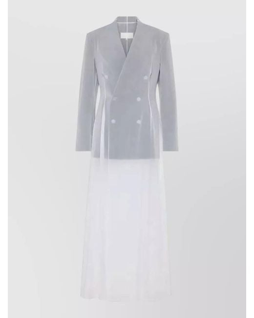 Maison Margiela White Long Sleeve Midi Dress Structured Shoulders