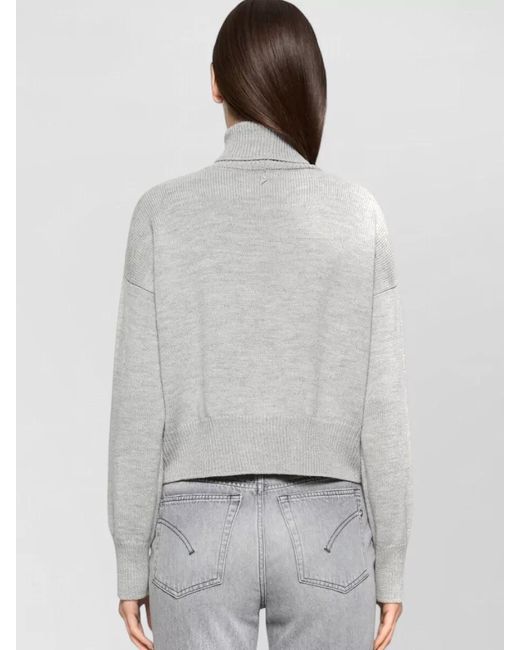 Dondup Gray Turtleneck Knitwear Long Sleeves Ribbed Trims
