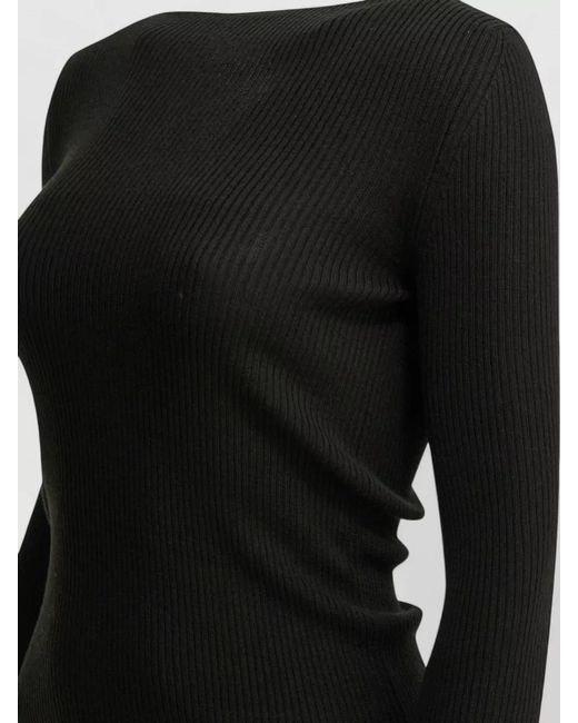 Rick Owens Black Sheer Ribbed Knit Top Fitted Silhouette