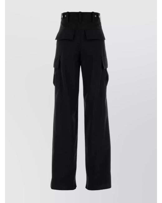 Bottega Veneta Black Wool Cargo Wide-Leg Trousers