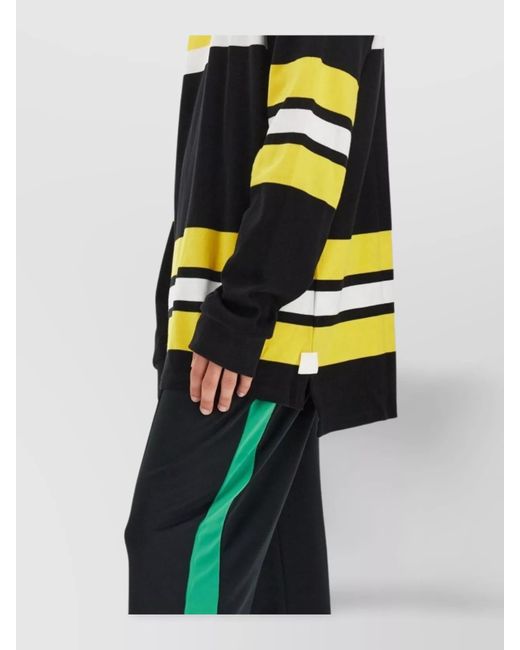 Wales Bonner Black Striped Oversized Polo Shirt for men