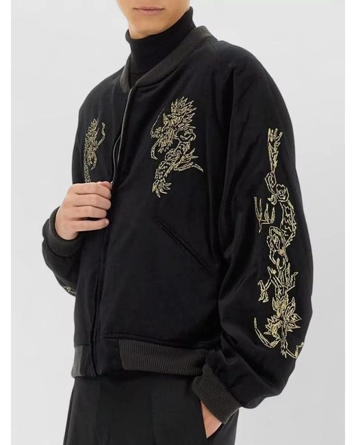 Sasquatchfabrix Black Souvenir Jacket Eastend Dragon Embroidered for men