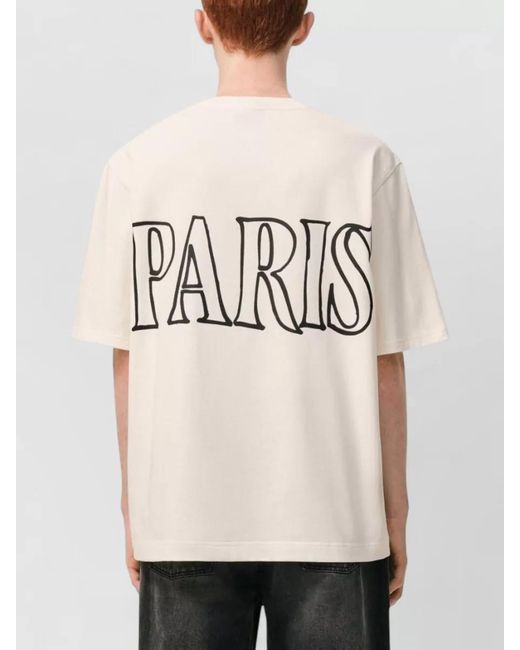 AMI Natural Relaxed Fit Cream Graphic T-Shirt With Bold Text for men
